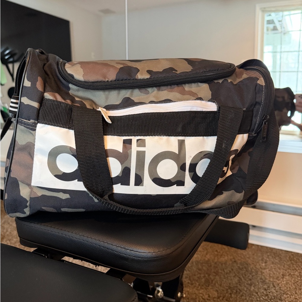 Adidas Black and Brown Camouflage Duffel Bag